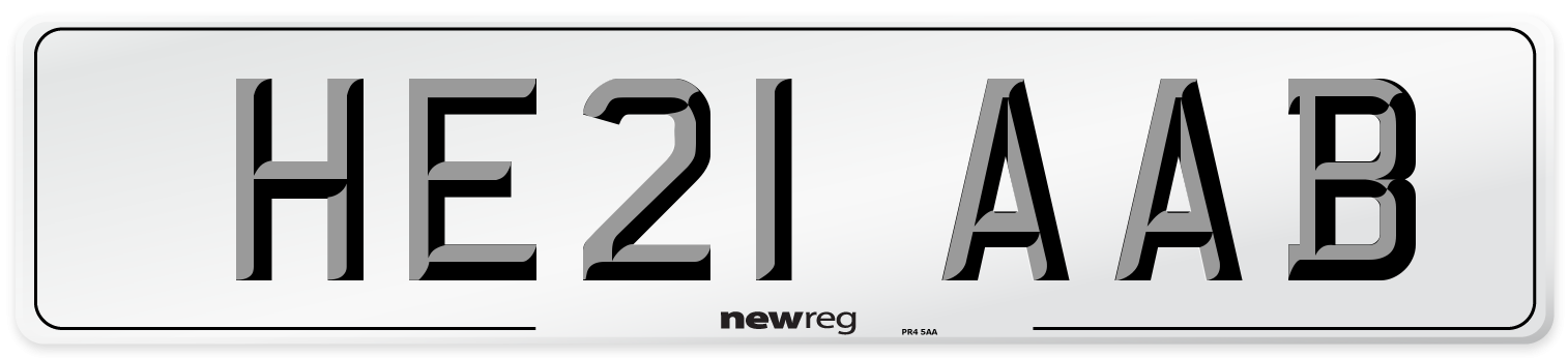 HE21 AAB Number Plate from New Reg